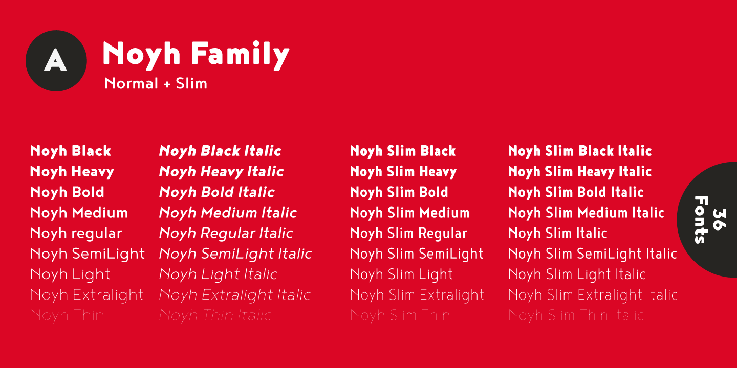 Ejemplo de fuente Noyh Slim R Medium Italic
